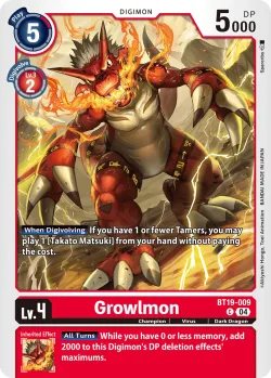 Growlmon — AD-01: ADVANCED BOOSTER DIGIMON GENERATION #BT19-009 · Digimon