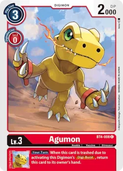 Agumon — BT-04: Booster Great Legend #BT4-008 · Digimon
