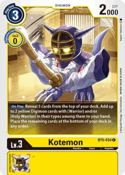 Kotemon — Tamer Party Vol.5 #BT5-034 · Digimon