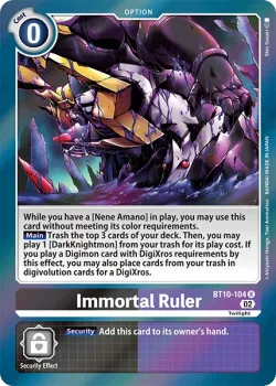 Immortal Ruler 「BT10-104」「EN」