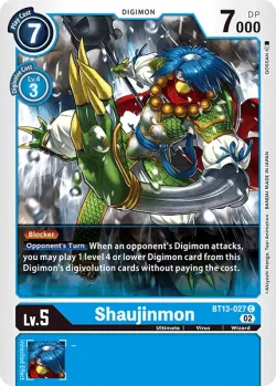 Shaujinmon — BT-13: Booster Versus Royal Knights #BT13-027 · Digimon