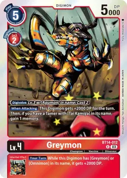 Greymon — Blast Ace Pre-Release Pack #BT14-012 · Digimon