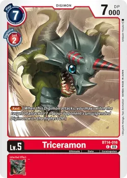 Triceramon — BT-14: Booster Blast Ace #BT14-016 · Digimon