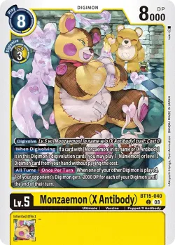 Monzaemon (X Antibody) — BT-15: Booster Exceed Apocalypse #BT15-040 · Digimon