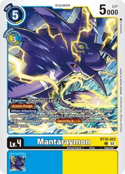 Mantaraymon — BT-16: Booster Beginning Observer #BT16-022 · Digimon