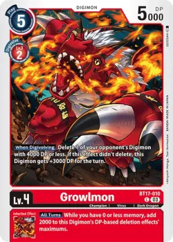 Growlmon — BT-17: Booster Secret Crisis #BT17-010 · Digimon