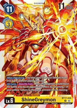 ShineGreymon — Pre-Release Pack Secret Crisis #BT17-039 · Digimon