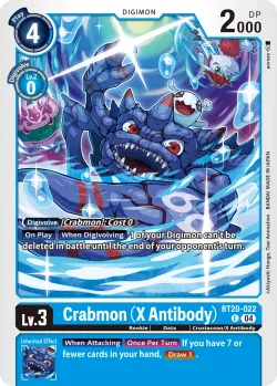 Crabmon (X Antibody) — BT-20: Booster Over the X #BT20-022 · Digimon