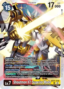 Shoutmon X7: Superior Mode — BT-21: BOOSTER WORLD CONVERGENCE #BT21-030 · Digimon