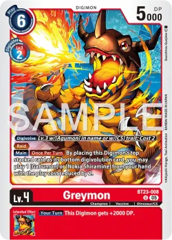 Greymon — BT-23: BOOSTER HACKERS' SLUMBER #BT23-008 · Digimon