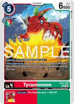 Tyrannomon — EX-11: EXTRA BOOSTER DAWN OF LIBERATOR #EX11-009 · Digimon