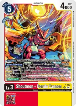Shoutmon + Dorulu Cannon — Store Tournament 2024 Oct.–Dec. Winner Pack #P-152 · Digimon