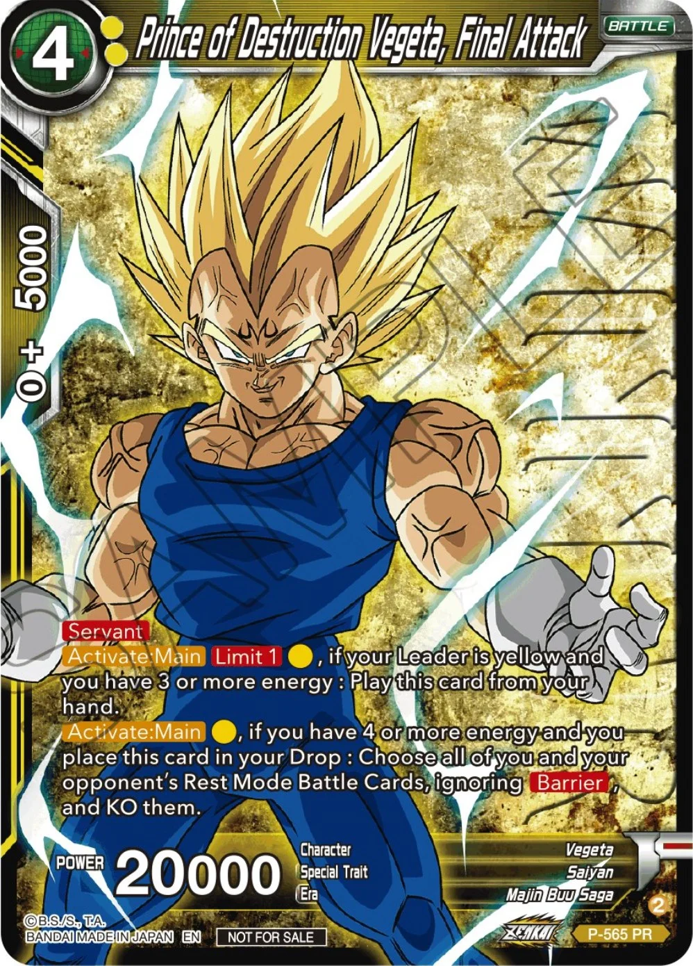 Prince of Destruction Vegeta, Final Attack 「P-565_PR」「EN」