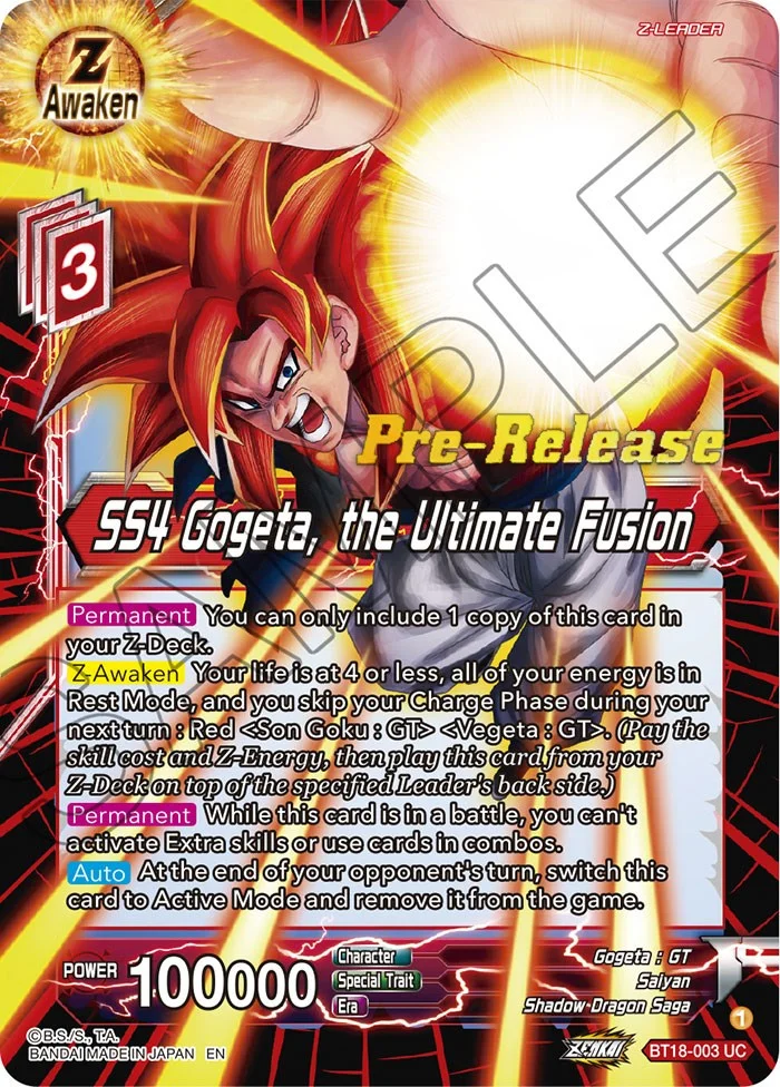 SS4 Gogeta, the Ultimate Fusion 「BT18-003」「EN」