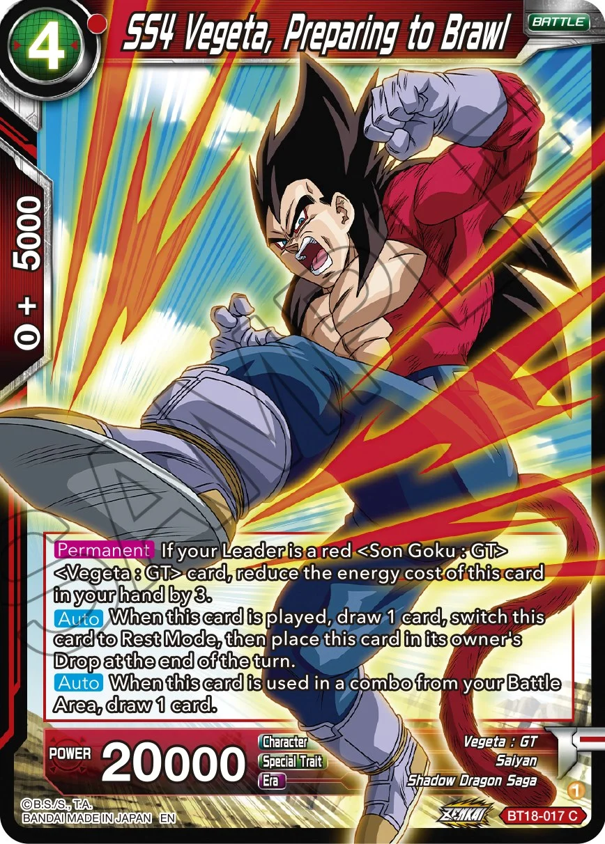 SS4 Vegeta, Preparing to Brawl 「BT18-017」「EN」