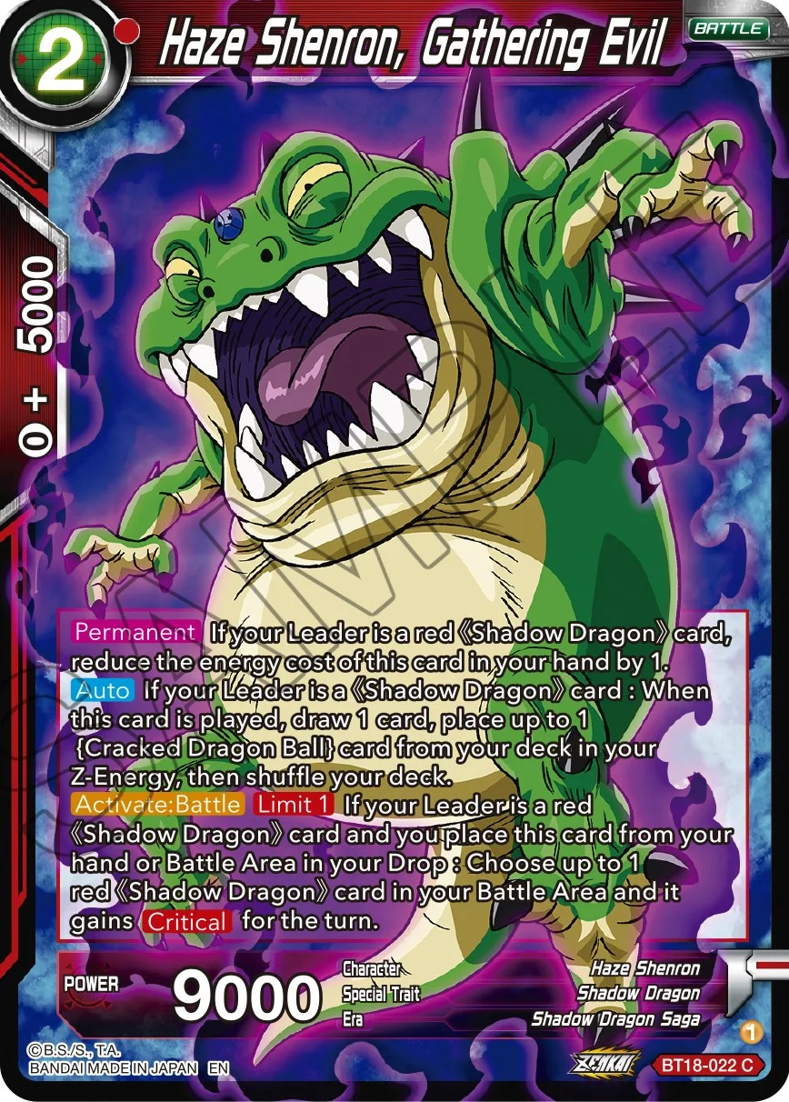 Haze Shenron, Gathering Evil 「BT18-022」「EN」
