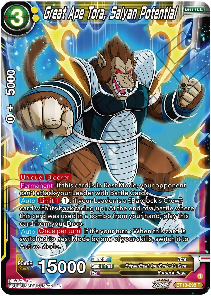 Great Ape Tora, Saiyan Potential 「BT18-098」「EN」