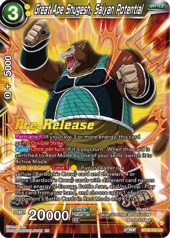 Great Ape Shugesh, Saiyan Potential 「BT18-102」「EN」