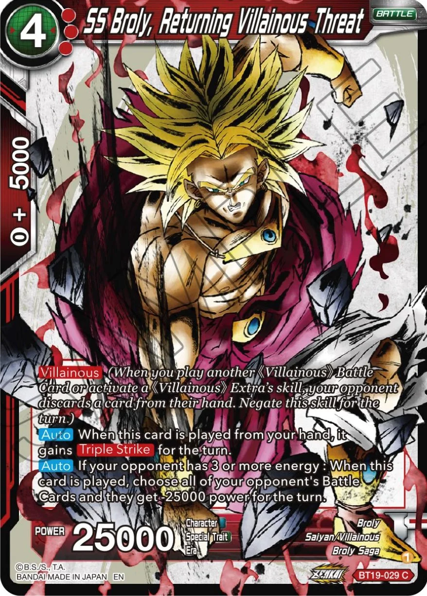 SS Broly, Returning Villainous Threat 「BT19-029」「EN」