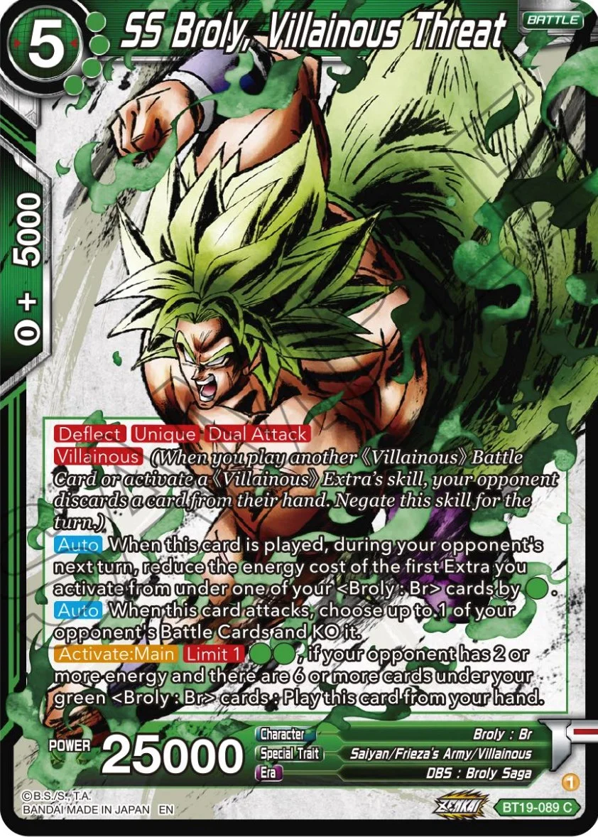 SS Broly, Villainous Threat 「BT19-089」「EN」