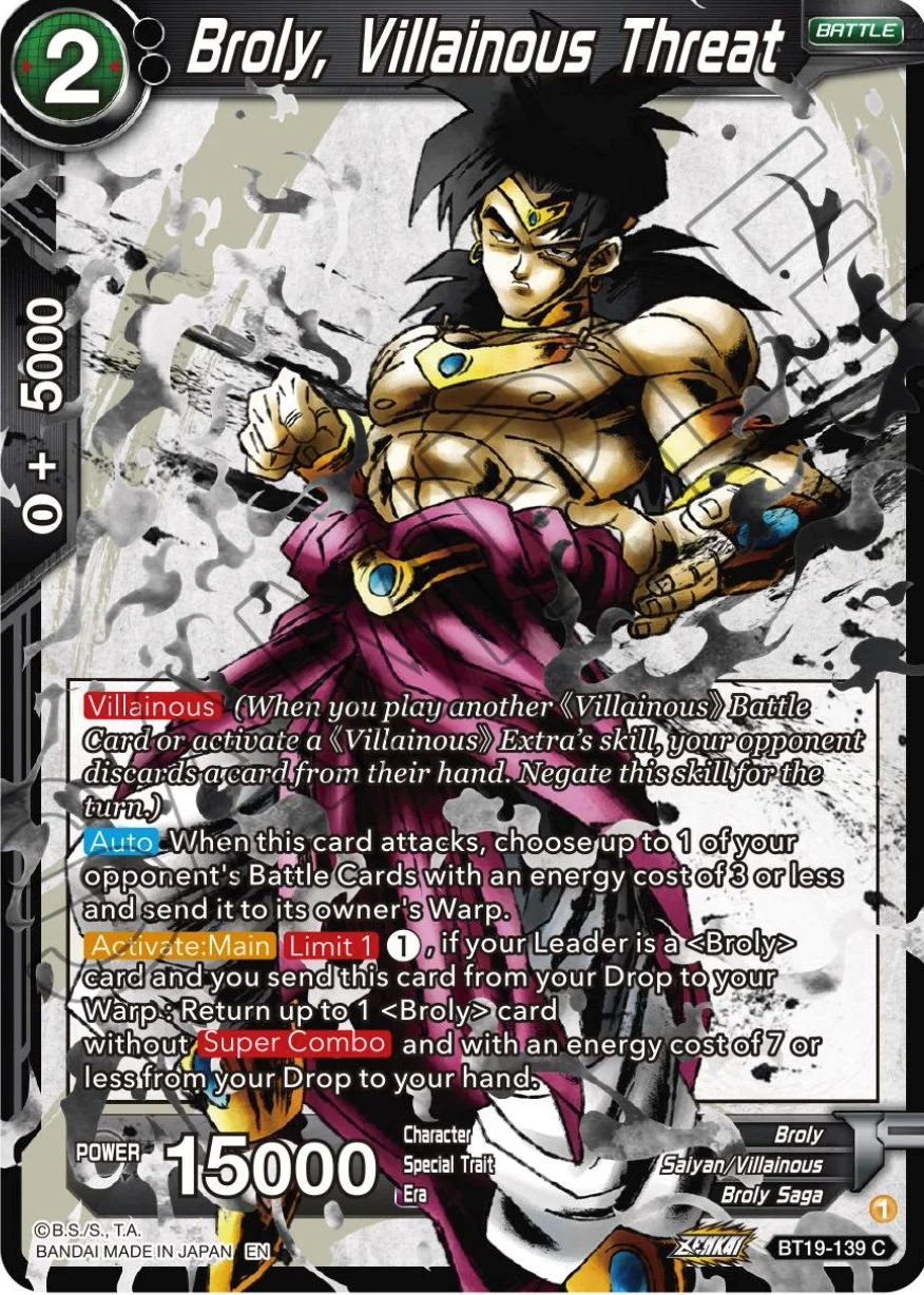 Broly, Villainous Threat 「BT19-139」「EN」