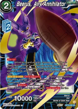 Beerus, Airy Annihilator #BT19-036_PR · Dragon Ball Super: Masters
