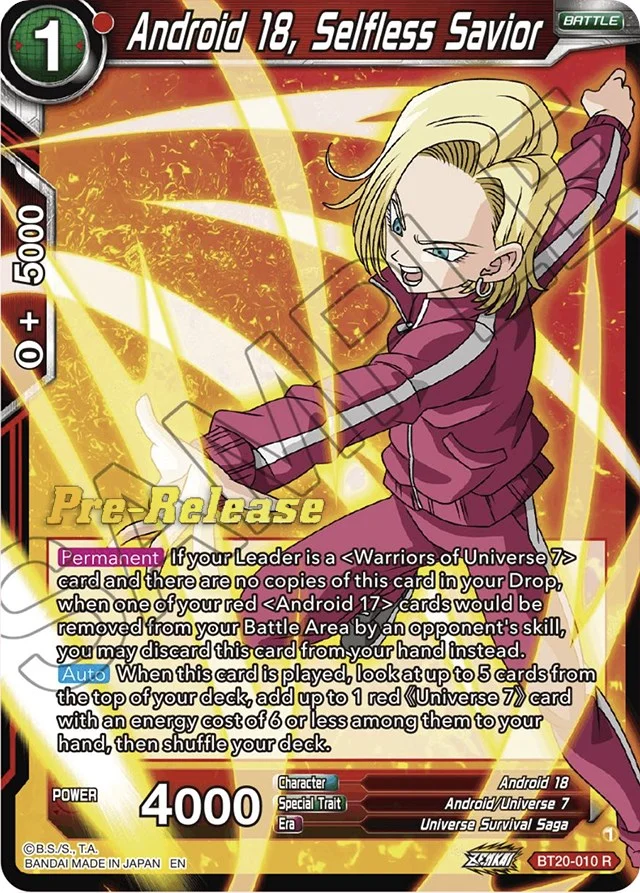Android 18, Selfless Savior 「BT20-010_PR」「EN」