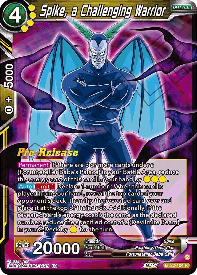 Spike, a Challenging Warrior 「BT22-104」「EN」