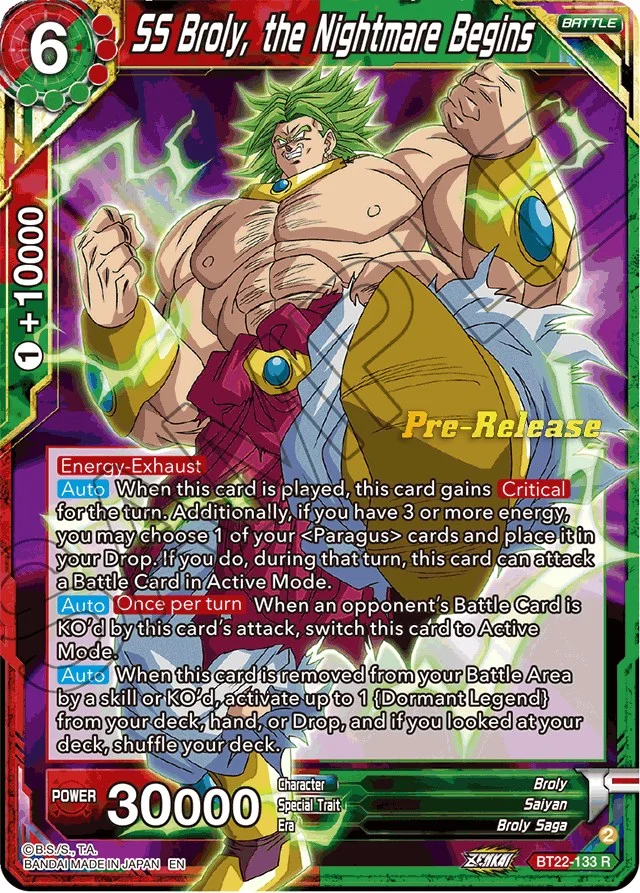 SS Broly, the Nightmare Begins 「BT22-133」「EN」