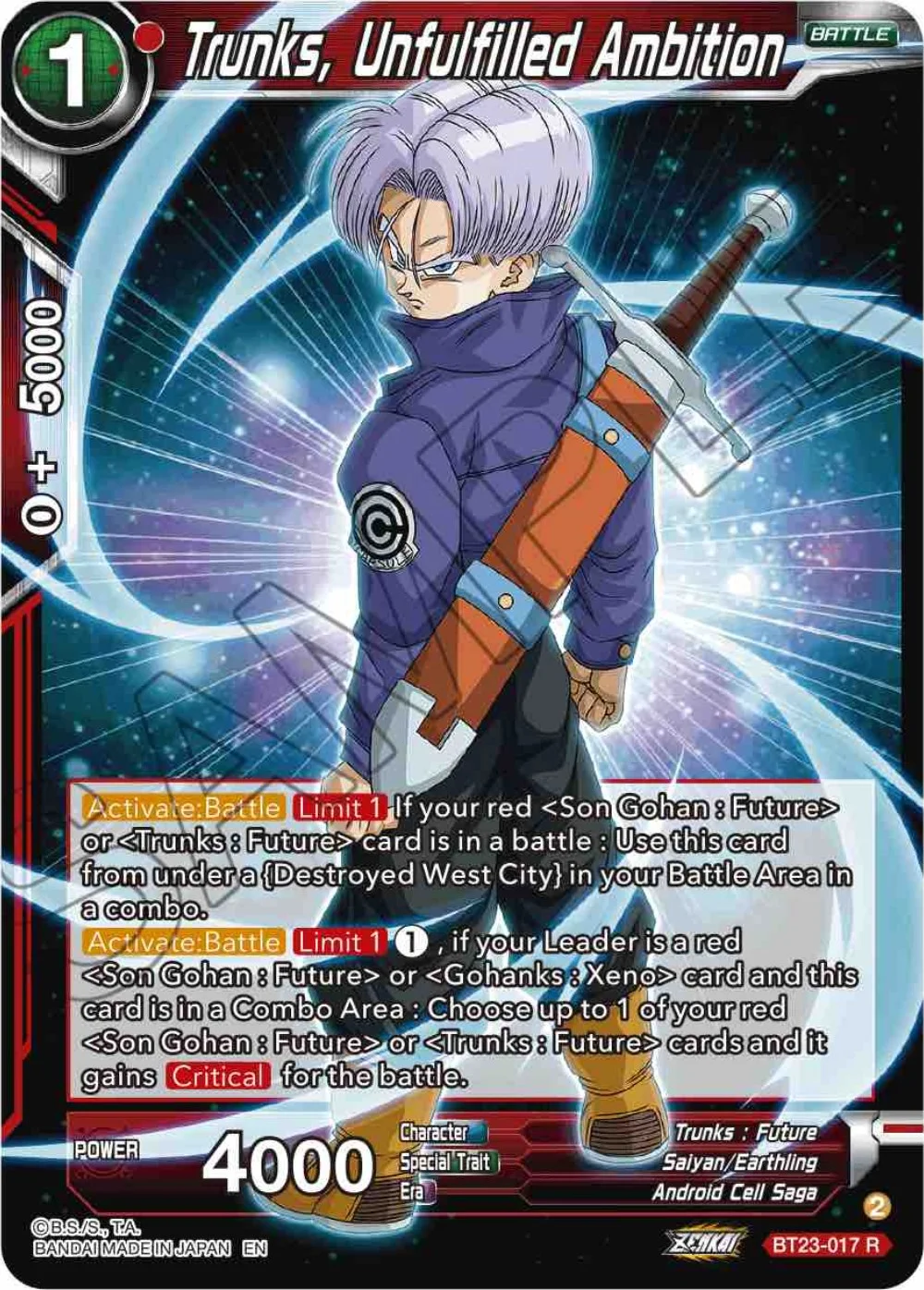 Trunks, Unfulfilled Ambition 「BT23-017」「EN」