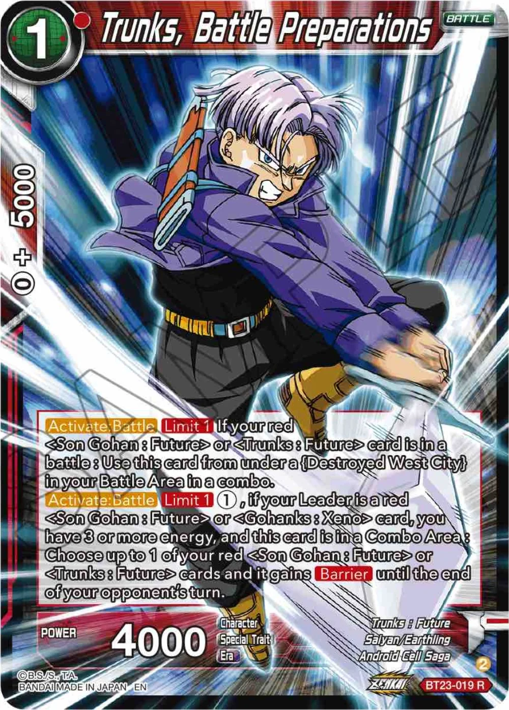 Trunks, Battle Preparations 「BT23-019」「EN」