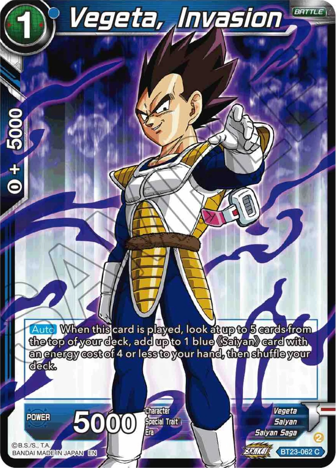 Vegeta, Invasion 「BT23-062」「EN」