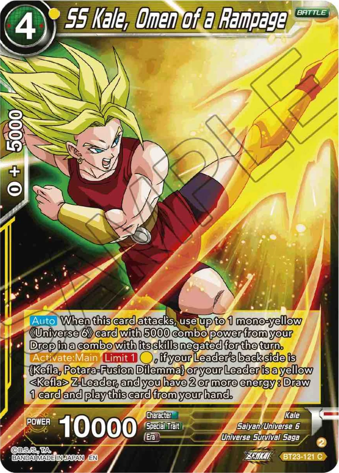 SS Kale, Omen of a Rampage 「BT23-121」「EN」