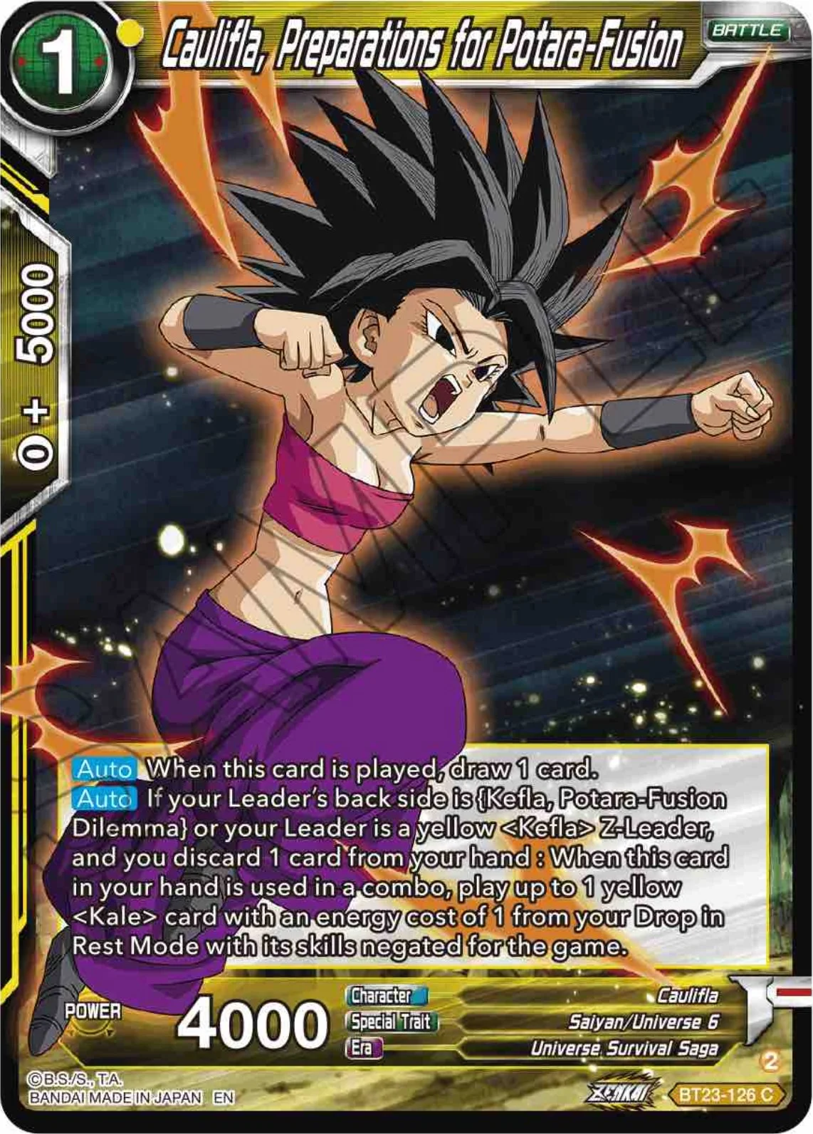 Caulifla, Preparations for Potara-Fusion 「BT23-126」「EN」