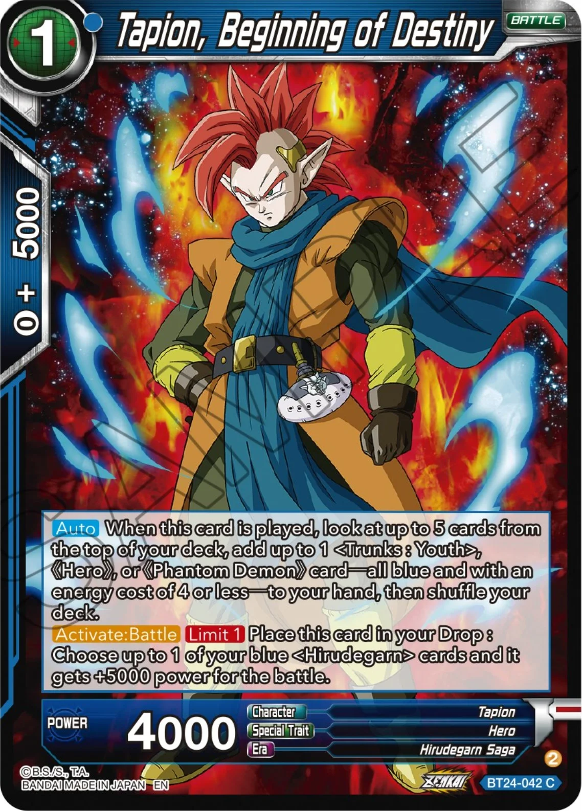 Tapion, Beginning of Destiny 「BT24-042」「EN」