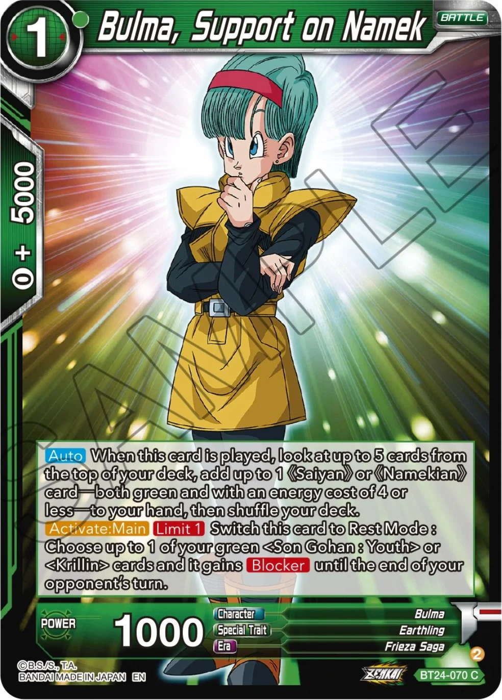 Bulma, Support on Namek 「BT24-070」「EN」