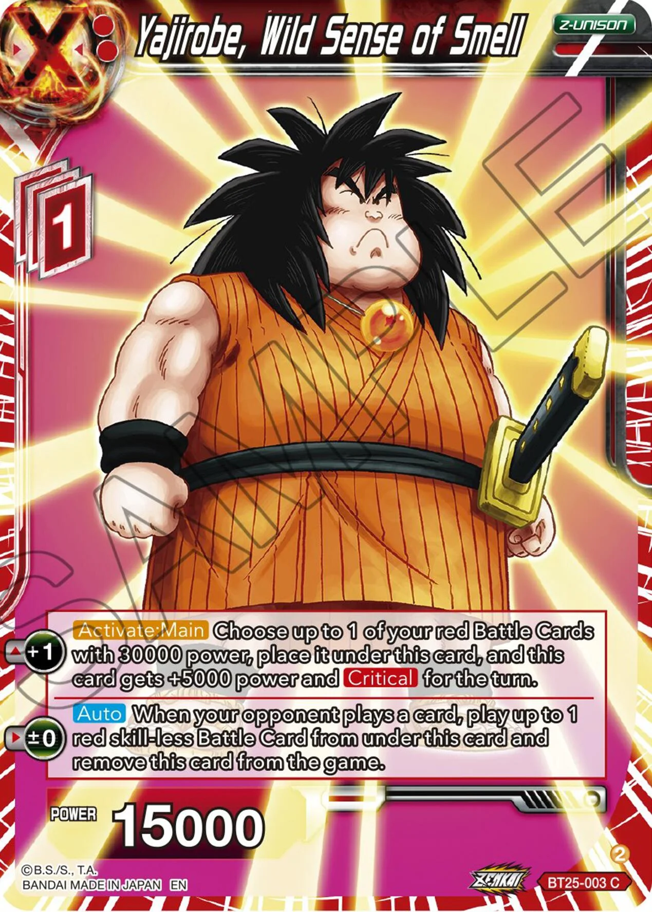 Yajirobe, Wild Sense of Smell 「BT25-003」「EN」