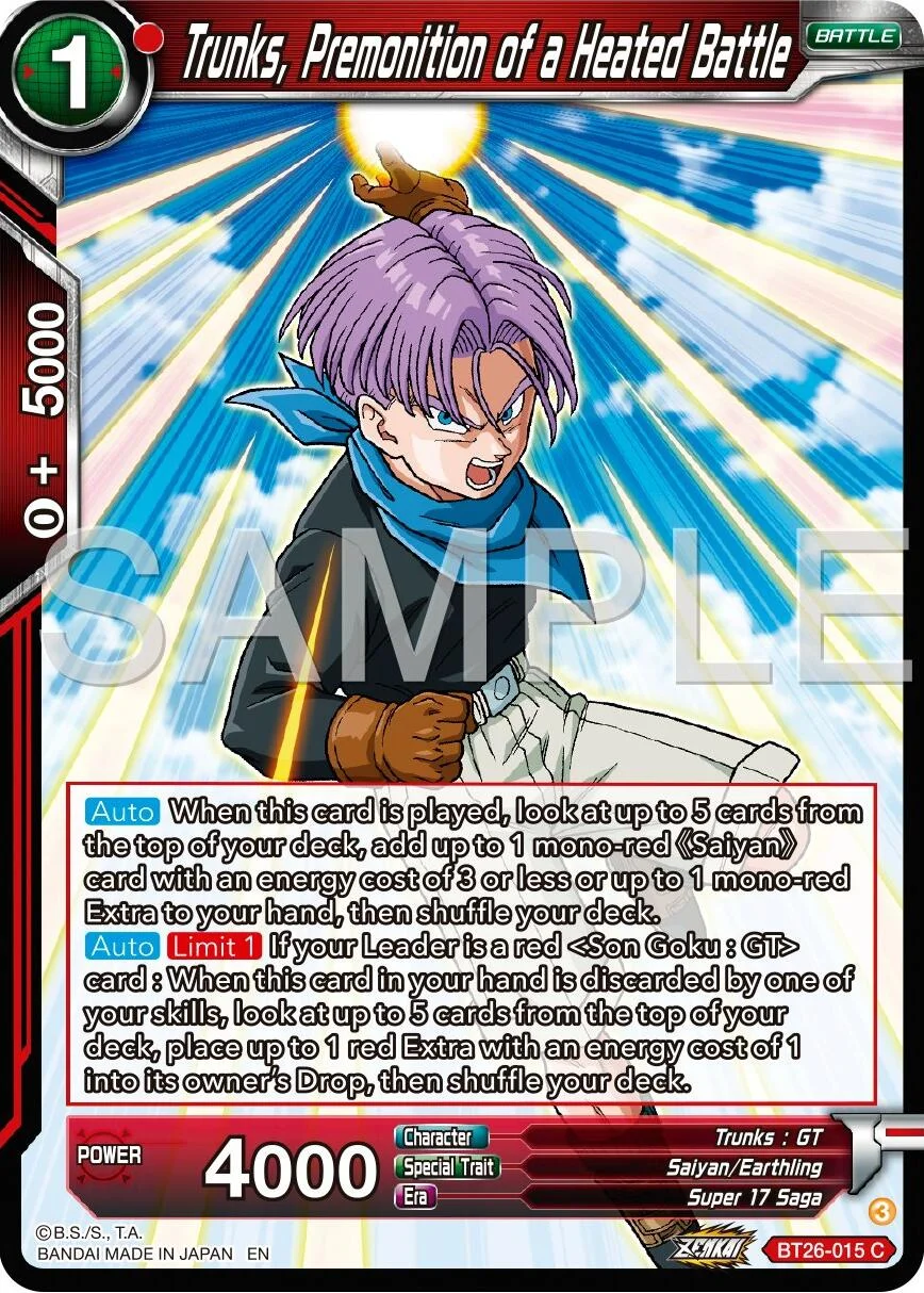 Trunks, Premonition of a Heated Battle 「BT26-015」「EN」