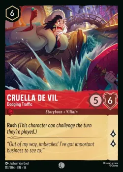 Cruella De Vil - Dodging Traffic #113 · Disney Lorcana
