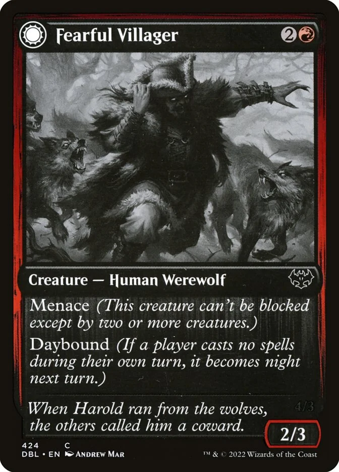 Fearful Villager // Fearsome Werewolf 「DBL/424」「EN」