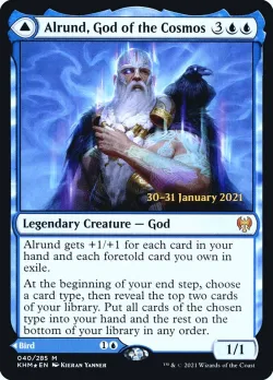 Alrund, God of the Cosmos // Hakka, Whispering Raven #40s · Magic: The Gathering