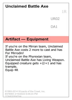 Unclaimed Battle Axe #UR02c · Magic: The Gathering