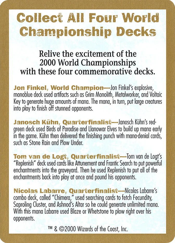 2000 World Championships Ad 「WC00/0」「EN」