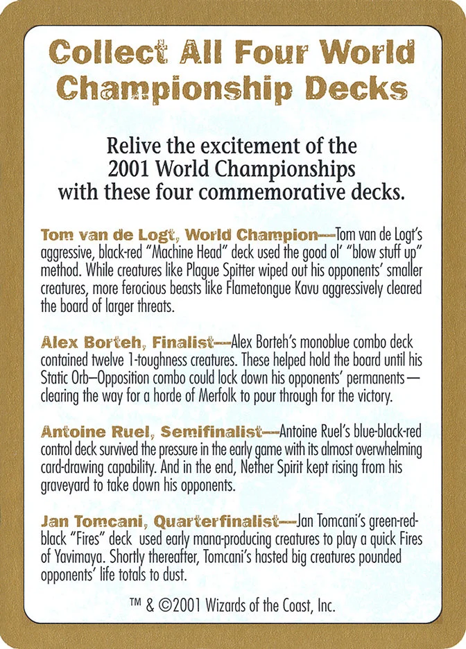 2001 World Championships Ad 「WC01/0」「EN」