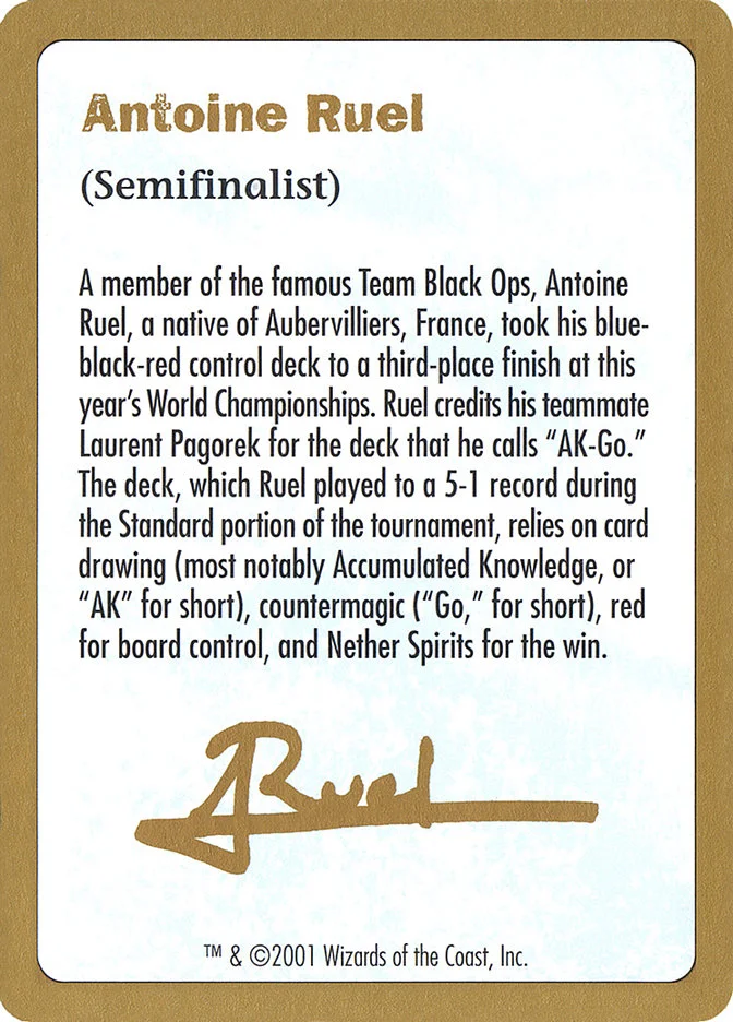 Antoine Ruel Bio 「WC01/ar0a」「EN」
