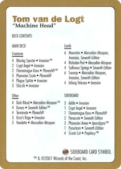 Tom van de Logt Decklist (2001) #tvdl0b · Magic: The Gathering