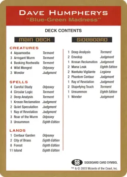 Dave Humpherys Decklist #dh0b · Magic: The Gathering