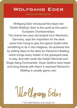 Wolfgang Eder Bio #we0a · Magic: The Gathering