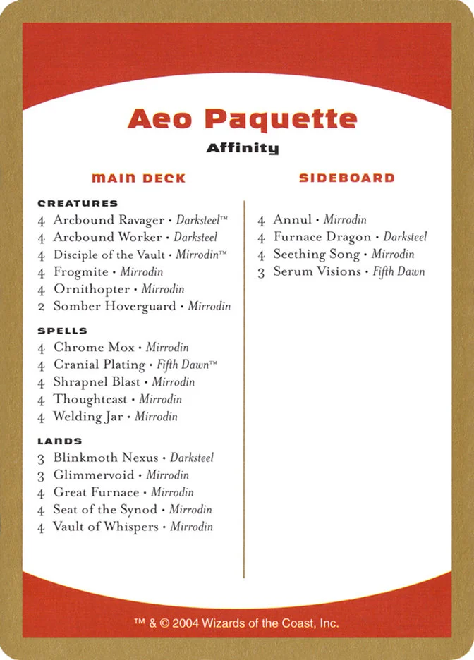 Aeo Paquette Decklist 「WC04/ap0b」「EN」