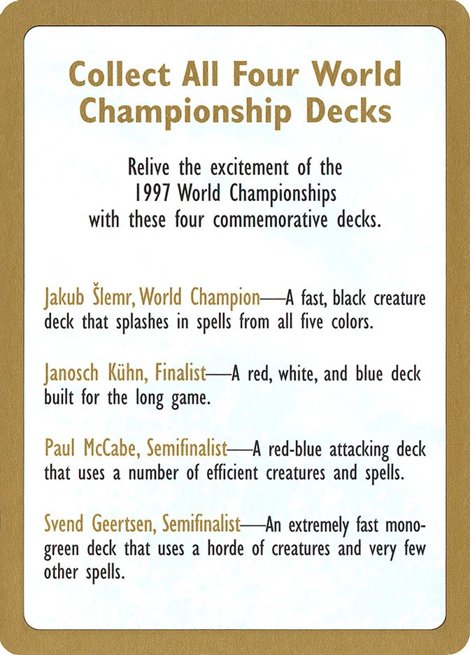 1997 World Championships Ad 「WC97/0」「EN」